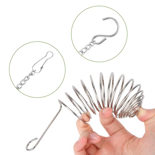 2pcs Spray Millet Treat Holder, Stainless Steel Parrot Food Holder with Suspension Chain Bird Foraging Chew Toy Feeder Cage Accessories for Macaw Cockatoo Parakeet Canary
