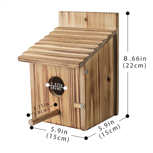 Bird Houses for Outside，Wooden Birdhouse with Open House Design - Perfect Nesting Box for Bluebirds - Assembly Required - Ideal for Outside - Blue Bird House for Outdoor Clearance - color: Classic