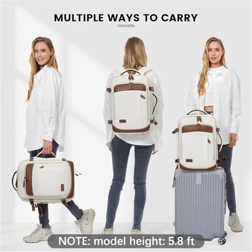 LOVEVOOK Travel Backpack for Women, 40L Carry On Backpack with 3 Packing Cubes,TSA Personal Item Travel Bag Airline Approved, Water Resistant Weekender Overnight Luggage Daypack, Fits 17 Inch Laptop - color: D-beige-brown, size: Large - 17.3 Inch - 40L -