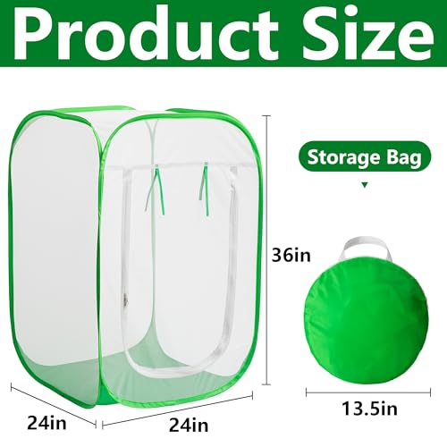24"x24"x36" Pop Up Garden Mesh Plant Cover, Plant Protectors Mesh Enclosure | Garden Net Cage Pest Protection Guard Tent with Storage Bag, Crop Cage for Protect Plant Vegetable Fruit from Birds Insects - color: 24 X 24 X 36 Inch