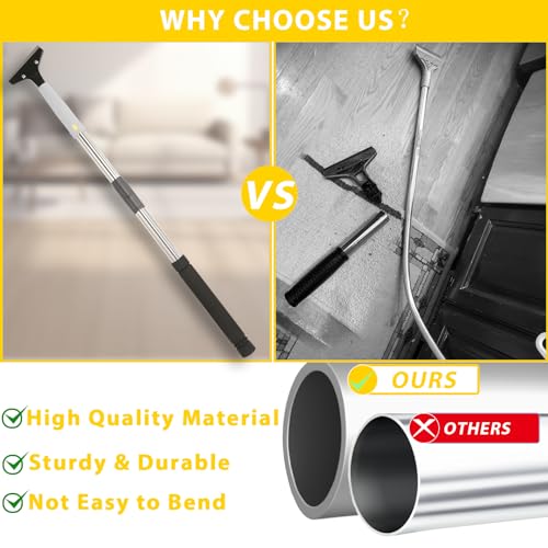 Floor Scraper Long Handle Heavy Duty, 31-61“ Long Handle Blade Scraper Tool with 10PCS Extra Blades 4 Inch stainless steel efficiently and quickly kitchen stickers windows cleaning. (55inch) - size: 61inch