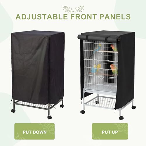Black Bird Cage Cover Size M, 26" L x 19" W x 40" H | Adjustable with Zipper Panel and Velcro, Block Light, Waterproof, Good Night for Parrot and Small Animals - size: 26" L x 19" W x 40" H (M)