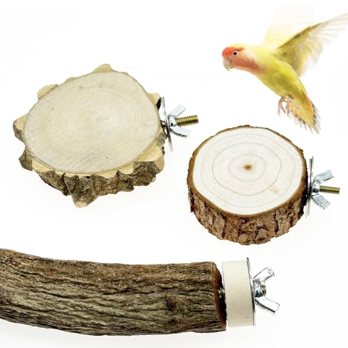 8 PCS Natural Wood Bird Perch Set, U Shape, Forking, No Branch, O Shaped Platform, Suitable for Cockatiel, Cockatoo, Budgie, Parakeet, Conure, Macaw, Love Bird