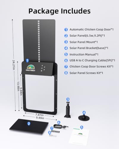 Smart WiFi Automatic Chicken Coop Door with App Controlled, Aluminum Alloy Automatic Chicken Door with Multiple Modes, Solar Chicken Coop Door with Timer & Light Sensor