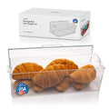 Pikanty Bread Box for Kitchen Countertop - 16 Inch Clear Plastic Storage Container with Hinged Lid, Keeps Loaves, Bagels, Buns, Rolls, Cookies and Crackers Fresh, Dishwasher Safe, Made in USA - style: Storage Box with Hinged Lid