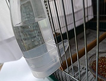 Bird Cage Water Bottle Dispenser Feeder Small 2pcs (Clear) | For Zebra finch / Budgies size birds - color: Clear