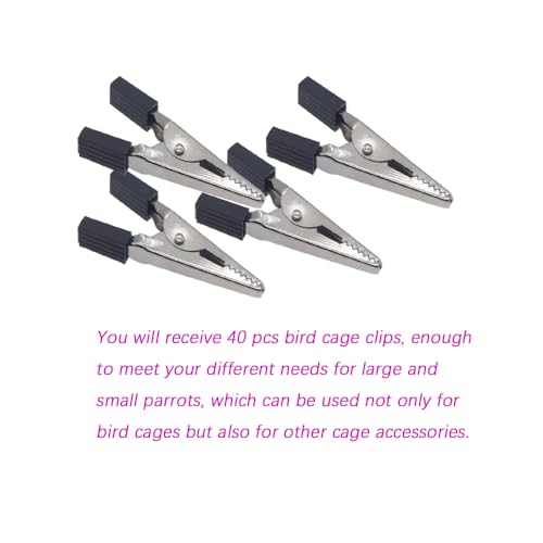 40 Pcs Bird Cage Safety Clips, Iron, Black, 1.89x0.7 Inch, Suitable for Parrots, Hamsters, Guinea Pigs, Rabbits, Lightweight, Anti-Escape