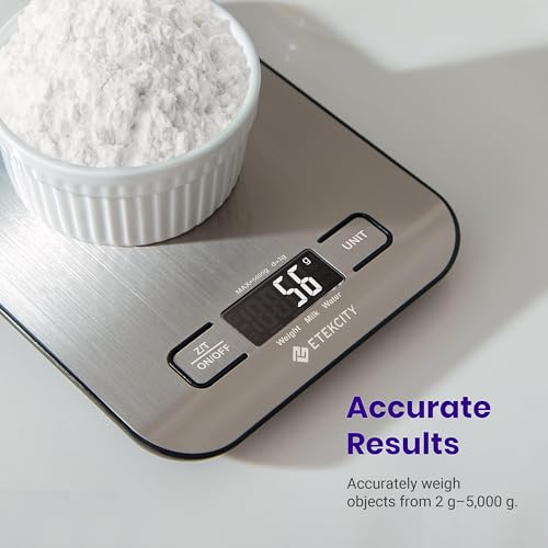 Etekcity Food Kitchen Scale, Digital Grams and Ounces, 11lb | Tare function, ideal for baking, weight loss, keto, meal prep, packages, liquids and jewelry, 304 Stainless Steel - color: Stainless Steel