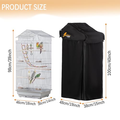 Small Black Good Night Blackout Bird Cage Cover(18 x 14 x 40inch) | Durable Breathable Washable Material, for Birdcage with Roof Top, Create Quiet Environmente, Cage is not Included - size: 18"L x 14"W x 40"H