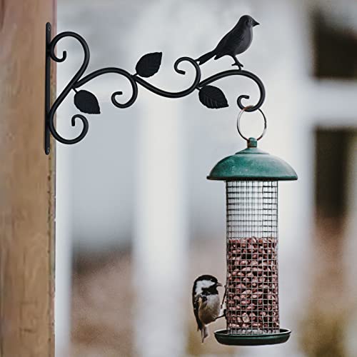 JIALAI HOME Hanging Plants Bracket 12" Bird Planter Outdoor Hooks Hangers for Flower Baskets Pot Bird Feeder Wind Chimes Lanterns Patio Garden Outdoor Indoor Metal Black, 2 Pack - style: Bird