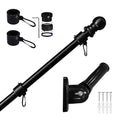 6ft Black Steel Flag Pole and Holder, 1 inch Flag Pole for Outside House Porch Flagpole Mount - size: 6FT