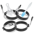 4 Pack 3.5 Inch Nonstick Stainless Steel Egg Rings for Frying Eggs | Round Griddle Cooking Molds with Oil Brush & Egg Separator for Pancake, Egg Sandwich and English Muffin Breakfast Making - size: 4 Pack Egg Rings