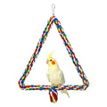 Bird Triangle Rope Swing Colorful Perch Chewing Toy for Parrots Budgie Parakeet Cockatiel Cockatoo (M) - size: M