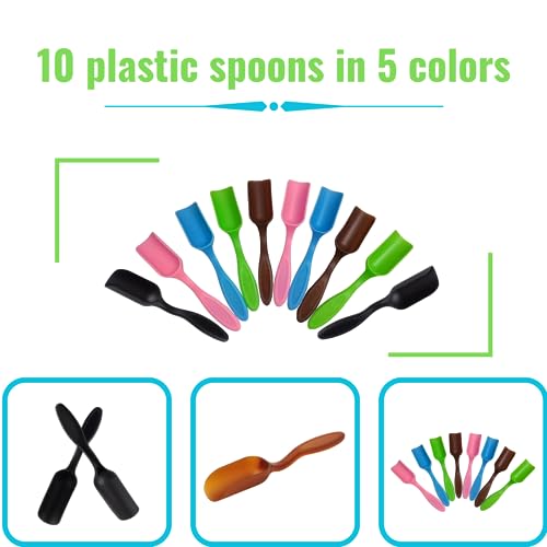 10Pcs NINGDAN Mini Shovel,Plastic Mini Gardening Shovel Spoons Soil Scoops,Cultivation Digging Transplanting Tools for Succulents Potted Flowers,Milk Powder/Coffee Beans Scoops (5 Colors) - color: 5 colors