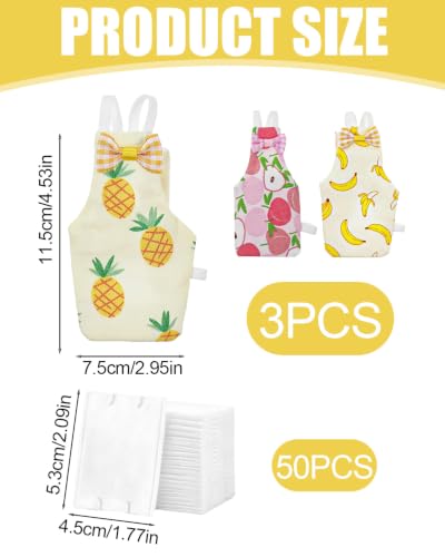 3Pack Bird Diaper, Reusable Parrot Nappy & 50 Absorbent Liners Bird Diapers | Cute Fruit Pattern Bird Diapers