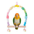 Birds Swing Parrot Hanging Toy Wooden Perch Bird Chew Toys for Love Birds，Parakeet，Cockatiel, Mynah, Budgerigar(Macaroon, Medium) - color: Macaroon