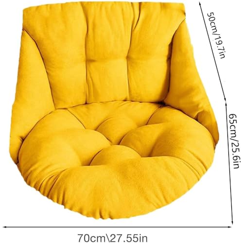 Hammock Chair Cushion, Hanging Basket Egg Chair Cushion Round Seat Thick Nest Back Pillow for Patio Garden Swing Chair Seat Pads (Only Pads) (Yellow) - color: Yellow