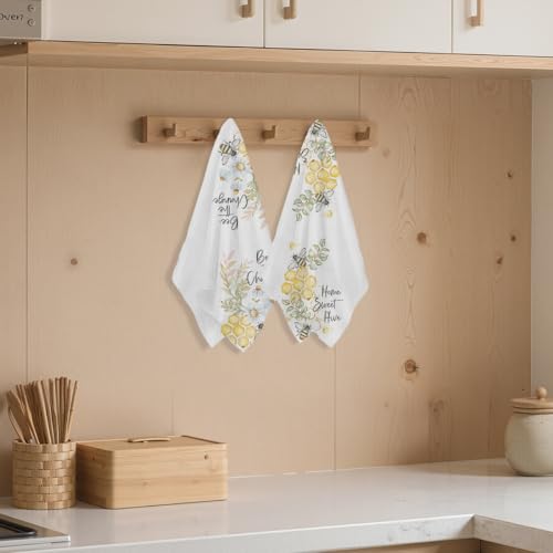 2 Pcs Funny Honey Bee Kitchen Towels Decorative Hand Towels | Waffle Soft Tea Towel for Home, Bathroom, Absorbent Microfiber Dish Cloth, Bee Gifts for Women, Mom - color: Multi 1210