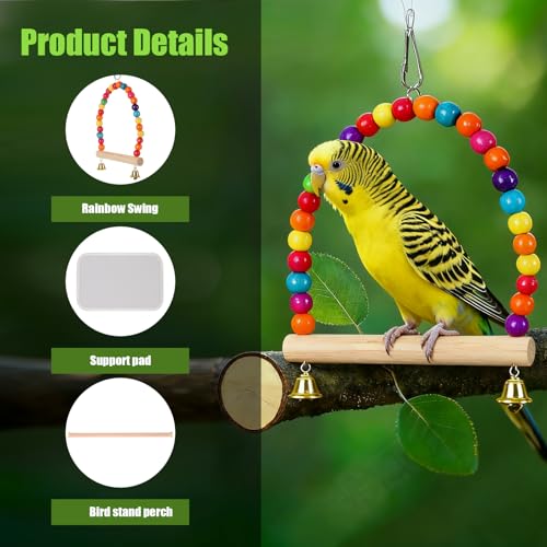 Portable Parrot Travel Cage Carrier with Small Swing Toy&Cage Colorful Toys Set Small Bird Parakeet Bag with Standing Perch Bird Carry Transport Bag (Green, Carreir/Swing) - color: Green, size: 12.0"L x 7.0"W x 12.0"H