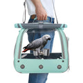 Bird Carrier Parrot Travel Cage with Perch, Food Bowl, Tray and Breathable Clear Window, Bird Travel Bag for African Gray Cockatiel Caique Conure Quaker, for Vetting Camping Hiking (Blue) - color: Blue