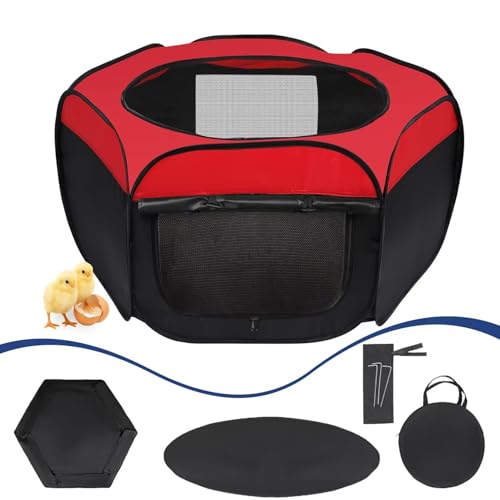 Brooder Box for Chicks Starter Kit - Upgraded Dual Door Collapsible Large Chicken Pen, Easy to Clean Chicken Coop Supplies for Ducks, Quail, Cats, or Dogs, Holds Up to 20 Chicks