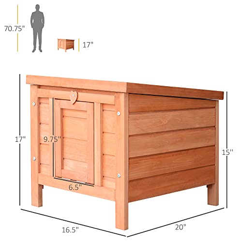 PawHut Small Wooden Rabbit Hutch Bunny Cage Guinea Pig Cage Duck House Dog House with Openable & Waterproof Roof, Natural - color: Brown