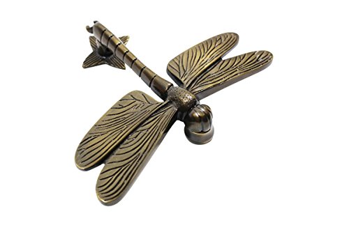 Renovators Supply Manufacturing Door Knockers for Front Door 4.8 in. Antique Brass Dragonfly Shaped Door Knocker with Mounting Hardware - color: Antique Brass Dragonfly