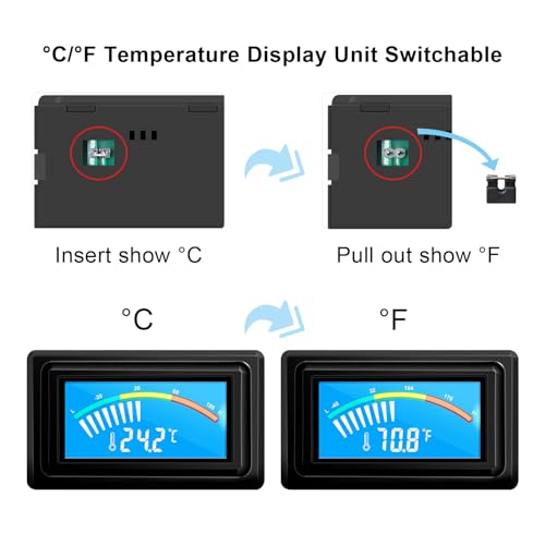 KETOTEK Digital Thermometer Temperature Meter Gauge Waterproof Sensor Probe Aquarium Car PC case Incubator Temp Meter 4 Pin Power Supply Celsius/Fahrenheit LCD Display - style: 4 Pin Interface