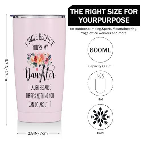 Daughter Gifts from Mom 20 oz Tumbler, Christmas Birthday Gift, Rose Quartz - color: Multi 1469