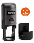 Infusion Round Teacher Stamp, Holiday, 3/4'' Self-Inking Rubber Stamp - Jack-O-Lantern - Orange Ink - color: Jack-o-lantern