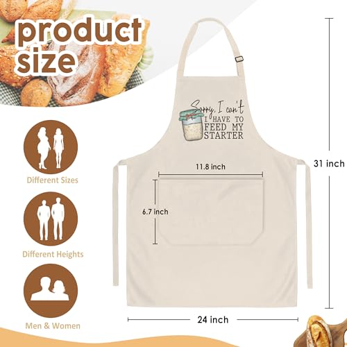 Sourdough Apron for Women with Deep Pockets - Funny Bakers Apron, Unique Sourdough Gifts for Women & Bread Bakers, Adjustable Kitchen Apron for Mom, Mother’s Day Baking Gift - B18 - color: I Have to Feed My Starter