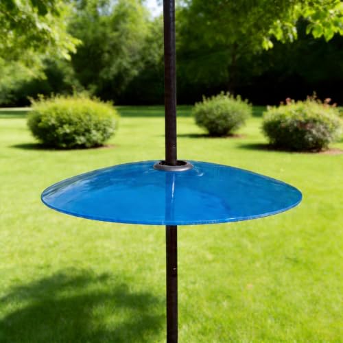13" Large Glass Rain Cover for Bird Feeder, 2-Pack Blue Weather Guard Dome | Stainless Hooks Squirrel Baffle, Dual Use Protective Shield on Shepherd Pole or Hook Hanging, Bird House Protector, Dia. 33cm - color: Blue, size: 2PC/Pack