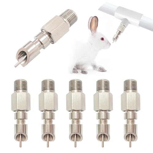 Threaded Stainless Steel Water Nipples for Rabbit (6Pcs) | Metal Automatic Watering System for Rat, Guinea Pig, Hamster, Ferrets, Mouse, Mice