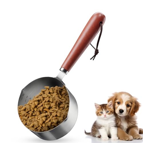 1 Cup Dog Food Scoop Dog Food Measuring Cups,1 Cup Measuring Cup Pet Food Scoop with Wooden Handle for Dog Cat Foods - size: 1 cup