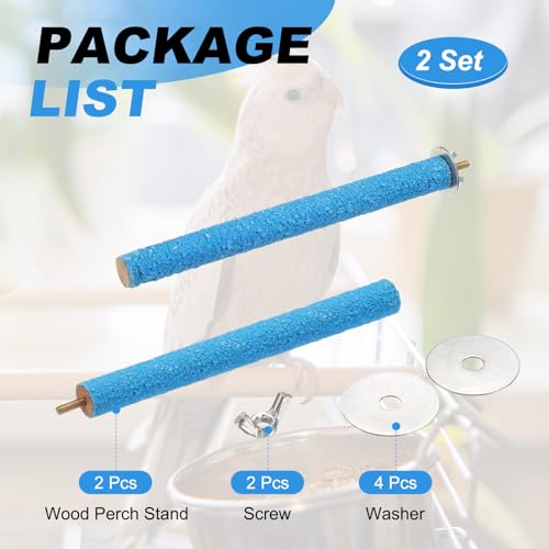 Bird Perch Stand, Colorful Paw Grinding Stick, Wood Rough-surfaced Perch Parrot Stand 20 x 2 Cm, (Blue, 2 Pcs), Intended for Home/Animal Parks/Pet Stores - color: Blue, size: 20 x 2 cm / 7.87 x 0.71 inch