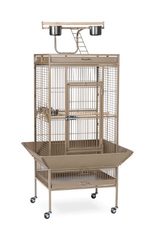 Prevue Pet Products Playtop Bird Home - L, Beige | Large Wrought Iron Bird Cage with Rolling Stand, Ideal for Cockatiels, Conures, and Medium to Large Parrots - color: Coco Brown, size: 24.0"L x 20.0"W x 60.0"H