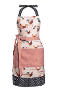 Lovely Flower Pattern Retro Aprons With Large Pockets for Women Girls Cooking Kitchen Bakery Mother's Gift - color: Lovely Chicken