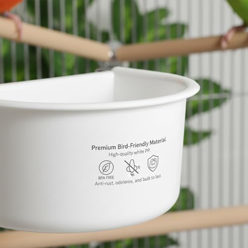 2 PCS Small Cage Bird Feeder Bird Water for Parakeets Cage Plastic Hanging Birds Water Bowl with Hooks Food Bowl for Small Birds Parakeet Parrot
