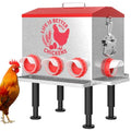Pawaboo 55LBS Large Capacity Automatic Chicken Feeder | 2026 Upgraded No Waste Poultry Feeder, 7 Feeding Ports, Viewable Feed Level Window - color: Red + Silver