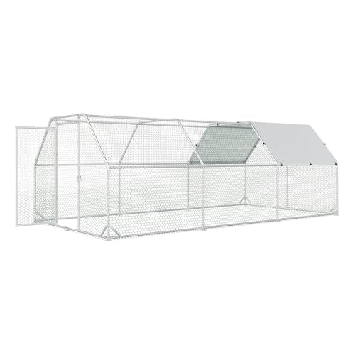 4ever2buy Metal Chicken Coop, 10x20 FT Walk-in Chicken Run Pen Poultry Cage, Water-Resistant & Anti-UV Cover, Large Chicken Coop for 18-22 Chickens - size: 224.5"L x 110.3"W x 76.8"H