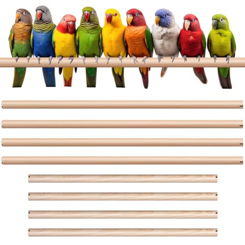 Sintuff Bird Perches for Cage Accessories, Wooden Perch Rods Replacement with Double Head Slots, 0.6 Inch Diameter Natural Wood Stand for Parrot Macaw Cockatoo Parakeet (15 Inches,18 Inches,8 Pcs) - size: 15 Inches,18 Inches