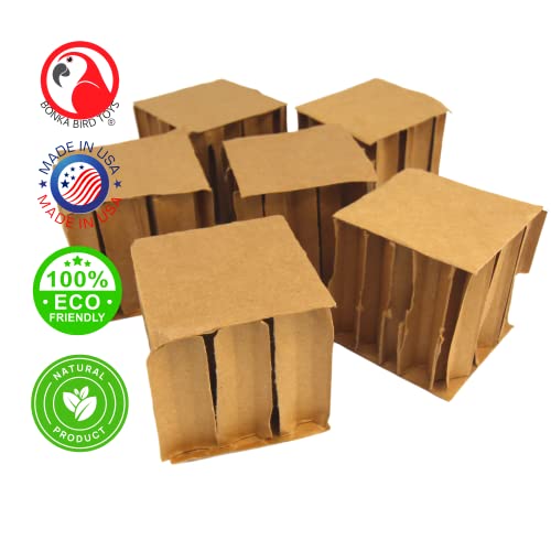 Bonka Bird Toys 2296 Pk6 3" Square Cardboard Cubes Parrot Chew Foot Talon Cage Toy, Conure, Amazon, African Grey, and Similar - size: 6pcs - 3"