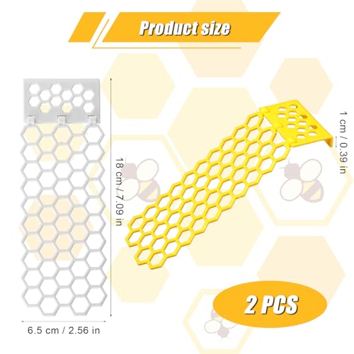 2PCS Floating Bee Ladders, Beehive-Shaped Floating Bee Island for Drinking, Butterfly Bee Waterer Ladder for Bee Watering Station Pool, Wild Bee Bird Bath Feeding Equipment (Yellow, White)