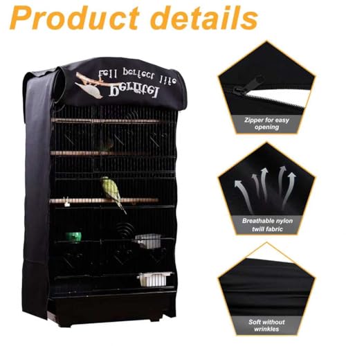 Bird Cage Cover Black Blackout Birdcage Cover (18.1x14.1x36 inch) | Durable Breathable Washable Material, Create Quiet Environmente - size: 18.1Lx14.1Wx36H