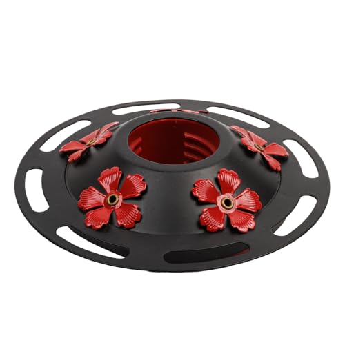 WOSIBO Hummingbird Feeder Replacement Bottom Base Replacement Part Includes Red Plastic Base Metal Top and Brushes (Black Circle) - color: Black Circle