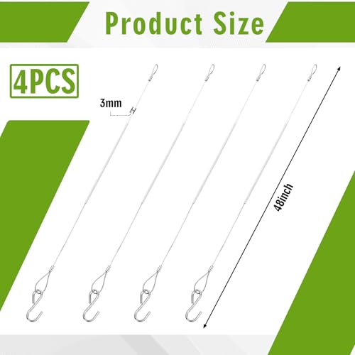 4pcs Bird Feeder Hanger for Tree with S-Hook Hanging Cable Tree Limb Protector with Silicone Sleeve Flexible Stainless Steel Cable for Heavy Bird Feeders, Plants, Baths (48inch) - size: 48Inch