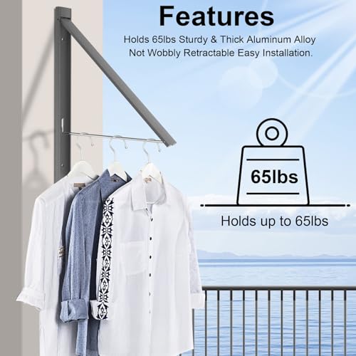 Clothes Drying Rack Folding Indoor,Laundry Room Organization,Wall Mounted Drying Racks for Laundry,Laundry Drying Rack Collapsible,Laundry Drying Rack,Retractable Clothesline (Gray) - color: Gray