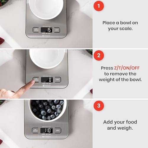 Etekcity Food Kitchen Scale, Digital Grams and Ounces, 11lb | Tare function, ideal for baking, weight loss, keto, meal prep, packages, liquids and jewelry, 304 Stainless Steel - color: Stainless Steel