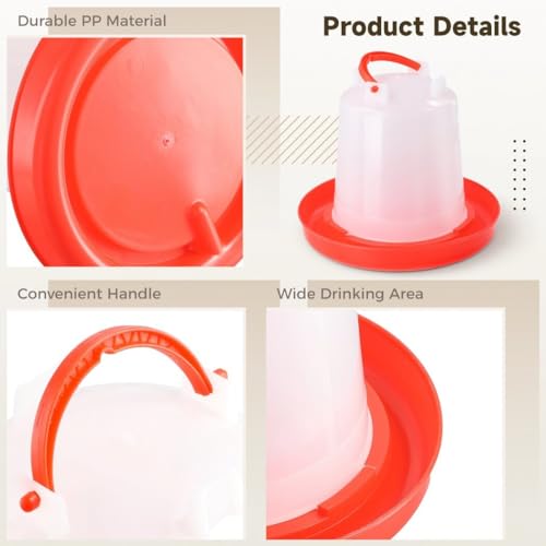 4-Pack Chick Waterer, 1L Poultry Water Feeder, Poultry Drinker with Handle, Chicken Water Dispenser，Chicken coop Water Feeder for Chickens, Turkeys, Ducks and More