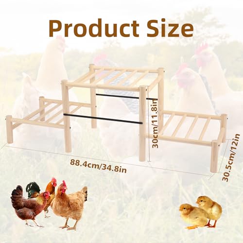 Chicken Perch, Natural Beech Wood Roosting Ladder for Poultry | Chick Perch for Strong Wooden Roosting Bar, for Poultry, Jungle Gym & Toys